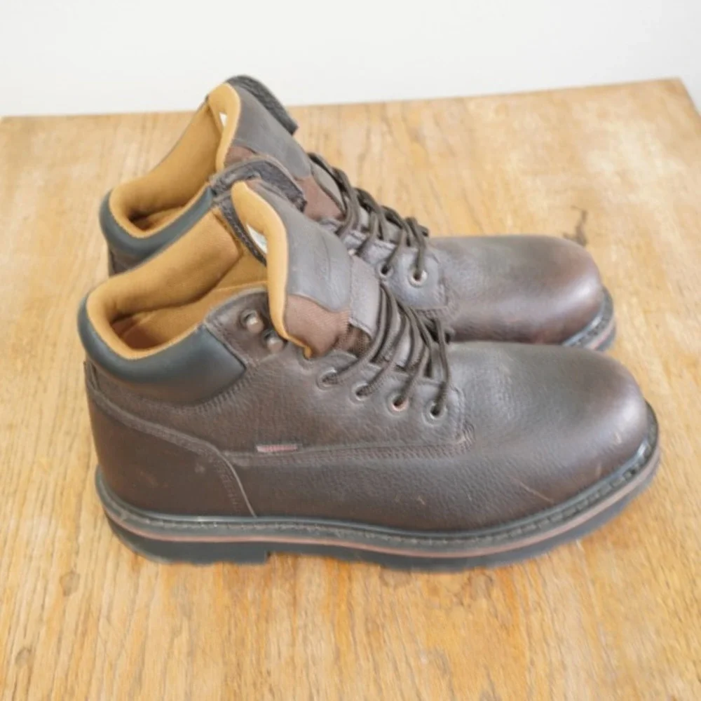 C.E. Schmidt Men's 10.5 6in Waterproof Steel Toe Work‎ Boots Brown EH Leather